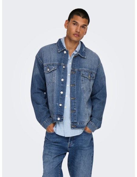 CAZADORA VAQUERA ONSJUST BOX TAI DNM JACKET Light Blue Denim