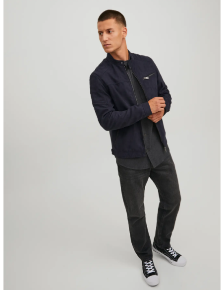 CHAQUETA DE PIEL JJEROCKY JACKET NOOS Jet Black Fake suede