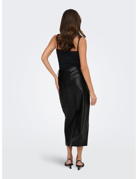 FALDA LARGA POLIPIEL ONLVERONA FAUX LEATHER LONG SKIRT CC OTW Black
