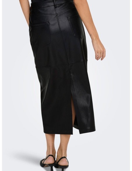 FALDA LARGA POLIPIEL ONLVERONA FAUX LEATHER LONG SKIRT CC OTW Black