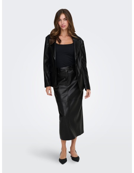 FALDA LARGA POLIPIEL ONLVERONA FAUX LEATHER LONG SKIRT CC OTW Black