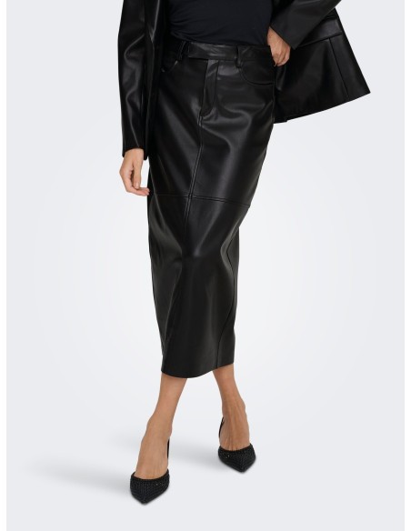 FALDA LARGA POLIPIEL ONLVERONA FAUX LEATHER LONG SKIRT CC OTW Black
