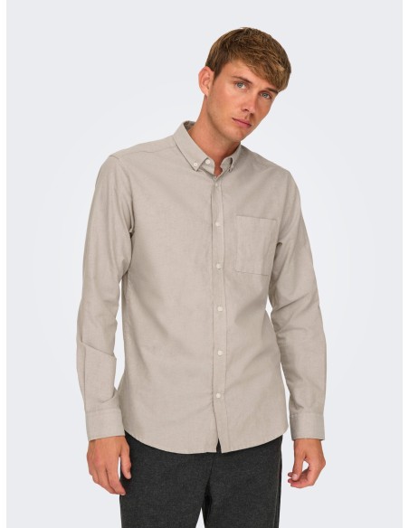 CAMISA ONSALVARO SLIM LS OXFORD SHIRT NOOS FRML Chinchilla