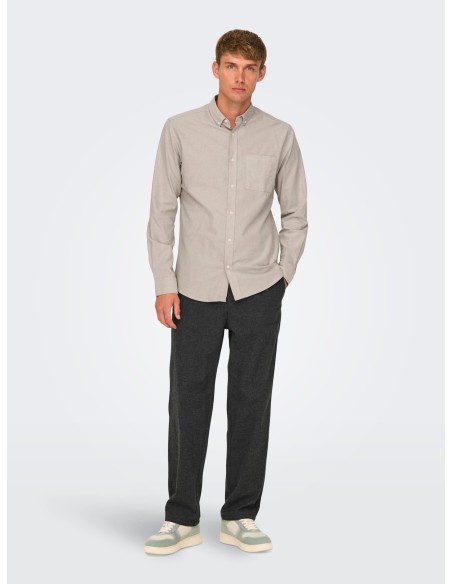 CAMISA ONSALVARO SLIM LS OXFORD SHIRT NOOS FRML Chinchilla