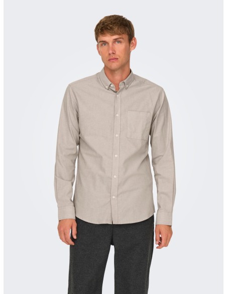 CAMISA ONSALVARO SLIM LS OXFORD SHIRT NOOS FRML Chinchilla
