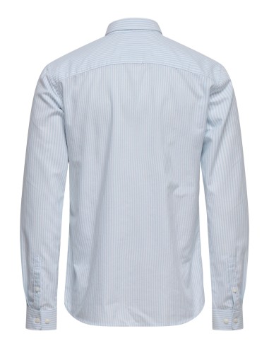 CAMISA ONSALVARO SLIM LS OXFORD STRIPE SHIRT Bright White BLUE FOG