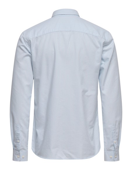 CAMISA ONSALVARO SLIM LS OXFORD STRIPE SHIRT Bright White BLUE FOG