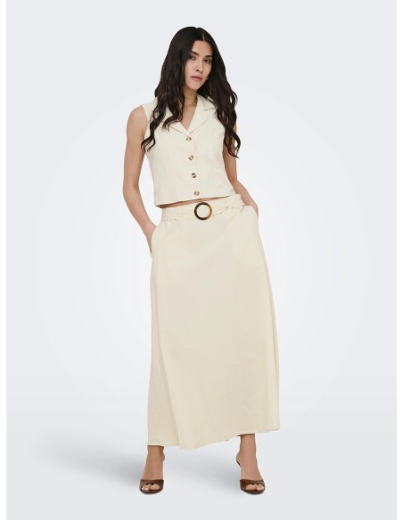 JDYMILAN LINEN HW BELTED SKIRT WVN NOOS Oatmeal