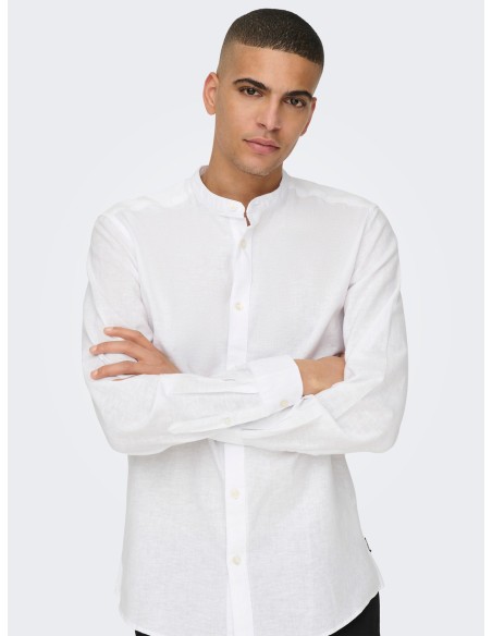 ONSCAIDEN LIFE LS LINEN BLEND MAO NOOS White