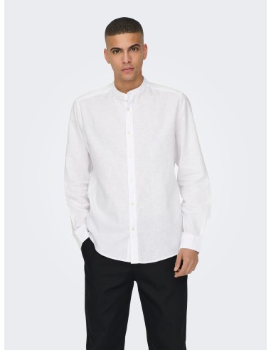 ONSCAIDEN LIFE LS LINEN BLEND MAO NOOS White