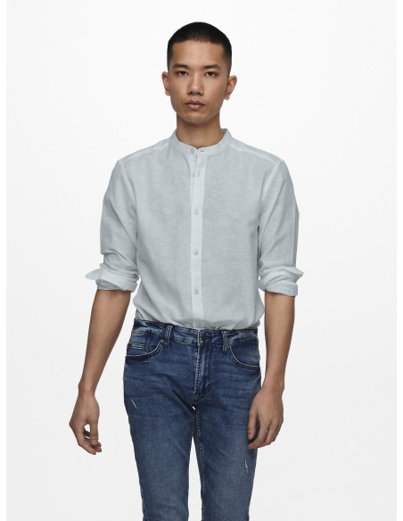 ONSCAIDEN LIFE LS LINEN BLEND MAO NOOS Cashmere Blue