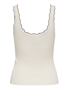 JDYNANNA S/L SCALLOP EDGE TOP KNT NOOS Cloud Dancer W. BLACK CONTRAST 2