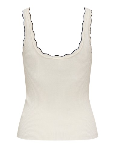 JDYNANNA S/L SCALLOP EDGE TOP KNT NOOS Cloud Dancer W. BLACK CONTRAST