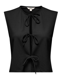 ONLSAKURA SL SHORT TIE TOP WVN Black