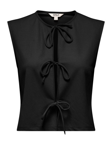 ONLSAKURA SL SHORT TIE TOP WVN Black