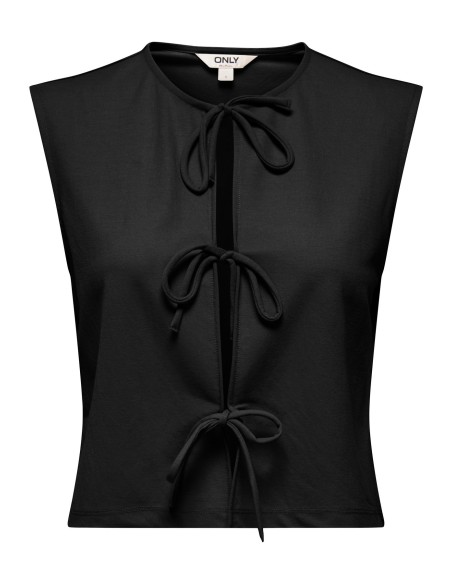 ONLSAKURA SL SHORT TIE TOP WVN Black