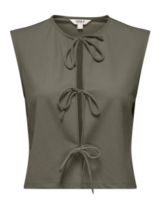 ONLSAKURA SL SHORT TIE TOP WVN Smokey Olive