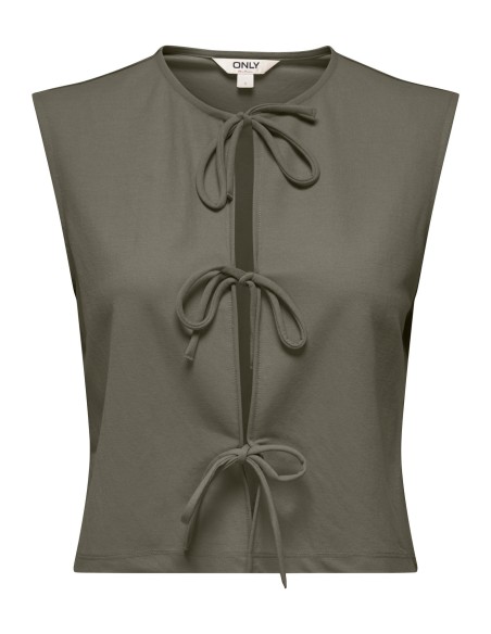 ONLSAKURA SL SHORT TIE TOP WVN Smokey Olive