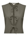 ONLSAKURA SL SHORT TIE TOP WVN Smokey Olive