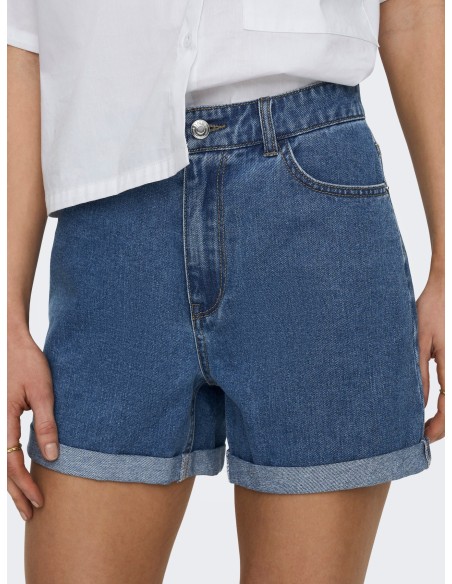 ONLVEGA HW MOM DNM SHORTS NOOS Medium Blue Denim