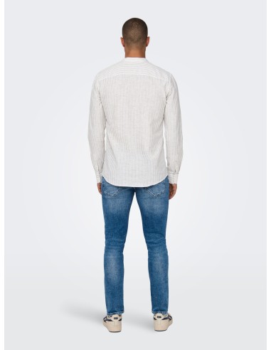 CAMISA ONSCAIDEN LIFE LS MAO STRIPE LINEN NOOS Chinchilla
