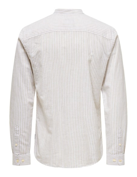 CAMISA ONSCAIDEN LIFE LS MAO STRIPE LINEN NOOS Chinchilla