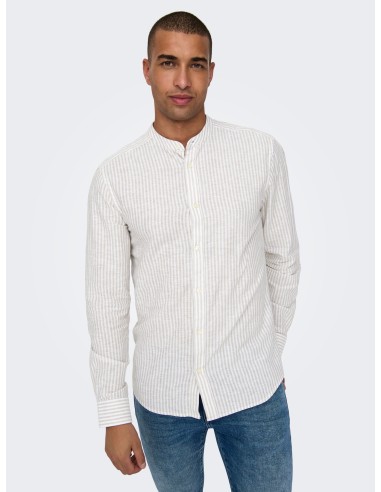 CAMISA ONSCAIDEN LIFE LS MAO STRIPE LINEN NOOS Chinchilla