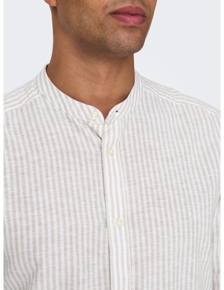 CAMISA ONSCAIDEN LIFE LS MAO STRIPE LINEN NOOS Chinchilla