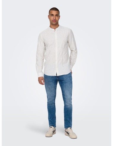 CAMISA ONSCAIDEN LIFE LS MAO STRIPE LINEN NOOS Chinchilla
