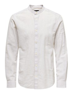 CAMISA ONSCAIDEN LIFE LS MAO STRIPE LINEN NOOS Chinchilla