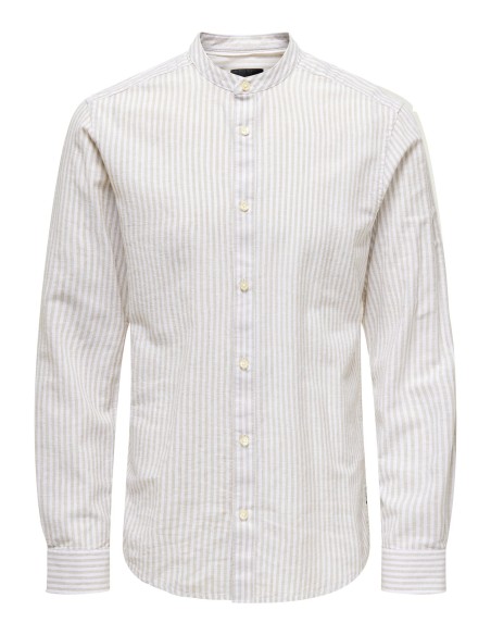 CAMISA ONSCAIDEN LIFE LS MAO STRIPE LINEN NOOS Chinchilla