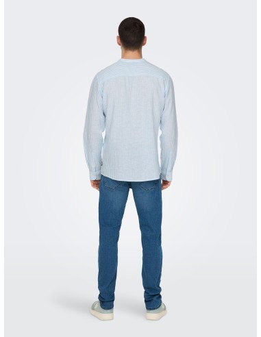 CAMISA ONSCAIDEN LIFE LS MAO STRIPE LINEN NOOS Cashmere Blue