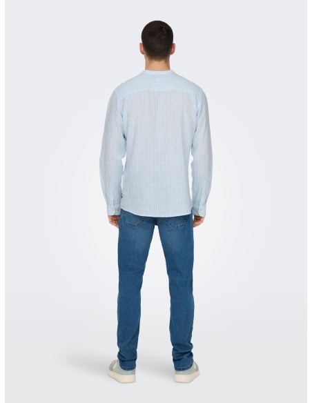 CAMISA ONSCAIDEN LIFE LS MAO STRIPE LINEN NOOS Cashmere Blue