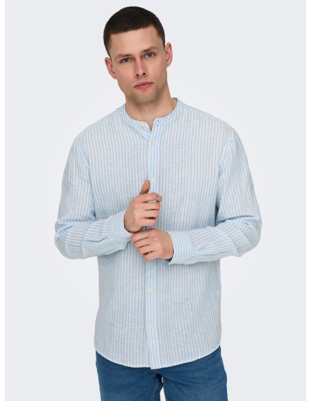 CAMISA ONSCAIDEN LIFE LS MAO STRIPE LINEN NOOS Cashmere Blue