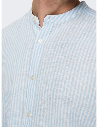 CAMISA ONSCAIDEN LIFE LS MAO STRIPE LINEN NOOS Cashmere Blue
