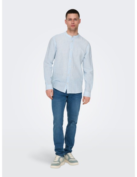 CAMISA ONSCAIDEN LIFE LS MAO STRIPE LINEN NOOS Cashmere Blue