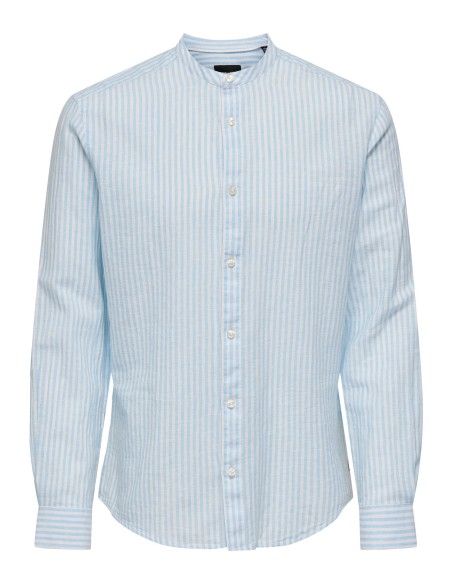CAMISA ONSCAIDEN LIFE LS MAO STRIPE LINEN NOOS Cashmere Blue
