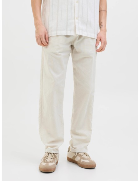PANTALÓN LINO JPSTKANE SUMMER LINEN BLEND JOGGER SN Feather Gray