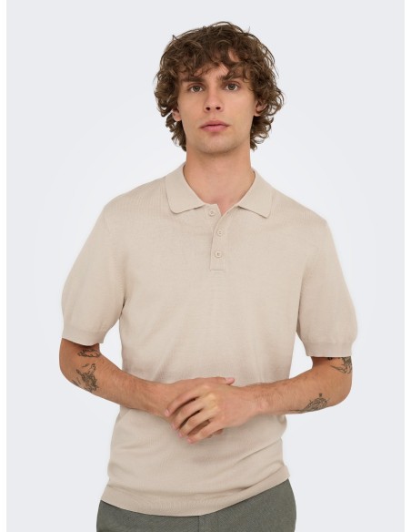 ONSWYLER REG 14 SS POLO KNIT NOOS Silver Lining