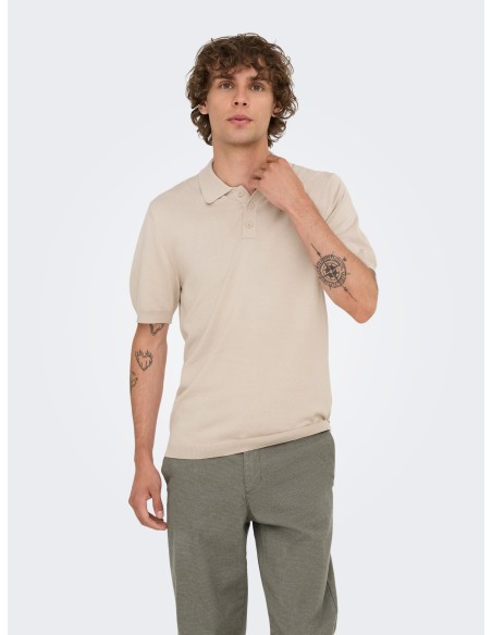 ONSWYLER REG 14 SS POLO KNIT NOOS Silver Lining