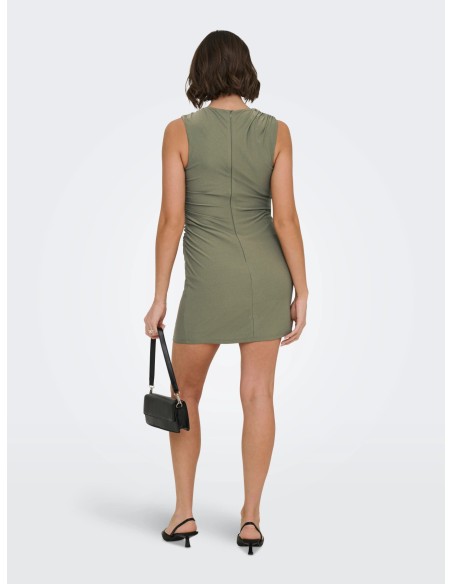 VESTIDO ONLAMBER S/L RUCHING DRESS JRS Deep Lichen Green