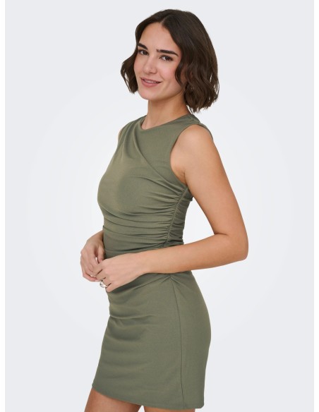VESTIDO ONLAMBER S/L RUCHING DRESS JRS Deep Lichen Green
