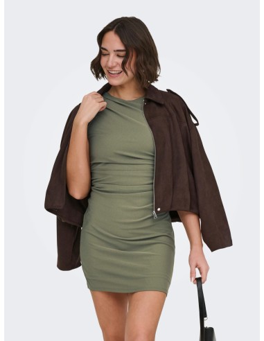 VESTIDO ONLAMBER S/L RUCHING DRESS JRS Deep Lichen Green