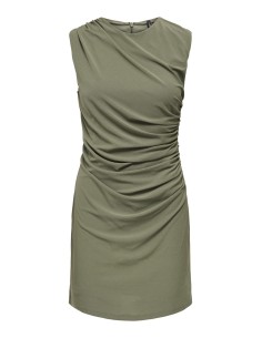 VESTIDO ONLAMBER S/L RUCHING DRESS JRS Deep Lichen Green