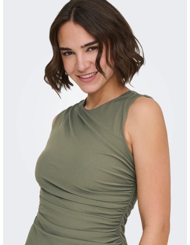 VESTIDO ONLAMBER S/L RUCHING DRESS JRS Deep Lichen Green