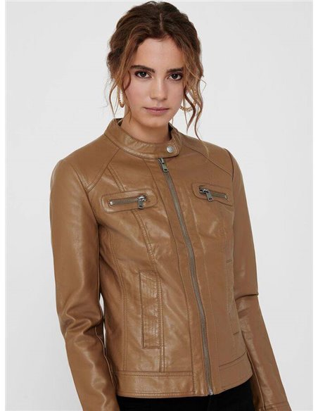 CHAQUETA BIKER POLIPIEL onlBANDIT Cognac/Camel