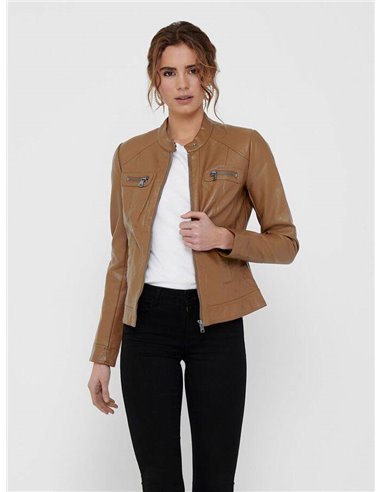 CHAQUETA BIKER POLIPIEL onlBANDIT Cognac/Camel