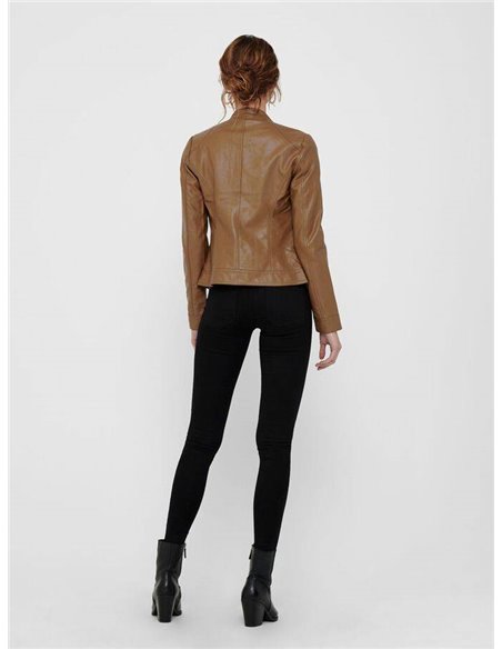CHAQUETA BIKER POLIPIEL onlBANDIT Cognac/Camel