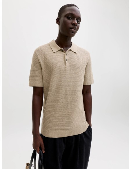 JPRBLURILEY KNIT POLO SS SN Lemon Pepper twist