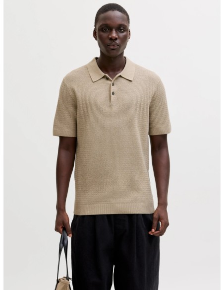 JPRBLURILEY KNIT POLO SS SN Lemon Pepper twist